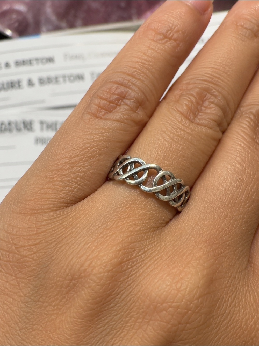 Sterling Silver 925 Celtic Knot Infinity Band Ring